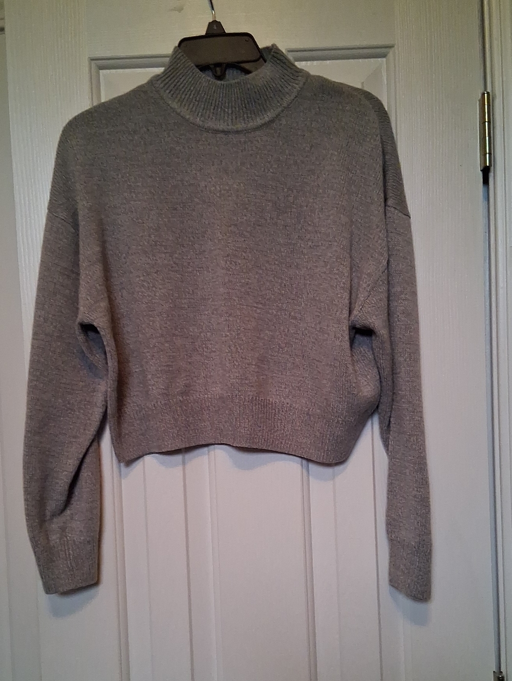 Divided Gray Cropped Mock Neck Sweater